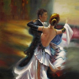 retrato bailarines pintando pintura al óleo sobre lienzo firmado / bailarines pintura al óleo sobre lienzo