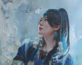 キャンバスに油彩で描いた抽象画、水中の女性の肖像画 - Etsy 日本