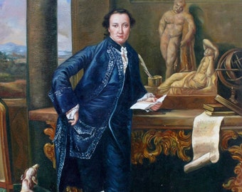 portrait homme Charles Joseph Crowle tableau peinture huile sur toile / man oil painting on canvas