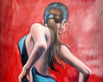 flamenco dancer oil painting on canvas signed / flamenco dancer oil painting on canvas