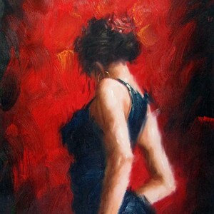 flamenco dancer painting oil painting on canvas signed / flamenco dancer oil painting on canvas