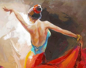 flamenco dancer oil painting on canvas signed / flamenco dancer oil painting on canvas: 90x120cm / 36x48"