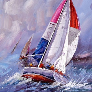 seascape regate oil painting on canvas / seascape painting on canvas