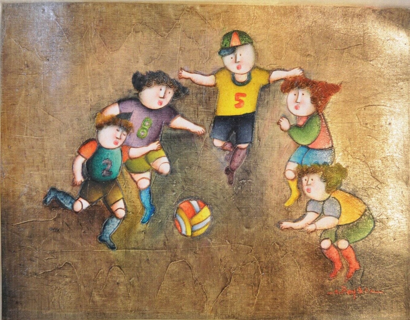 Scene children playing painting painting oil on canvas signed Etsy