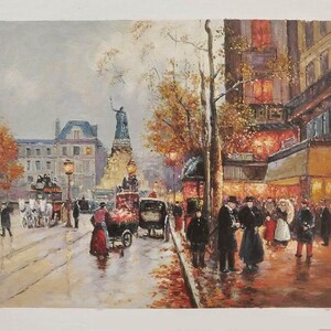 óleo sobre tela rue de Paris - Pintura a óleo Pintura a óleo pintada à mão sobre tela -Paris