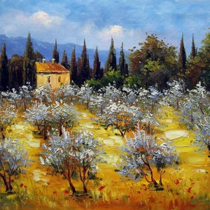 Tuscan countryside landscape original oil painting on canvas / oil painting on Canvas Tuscan landscape