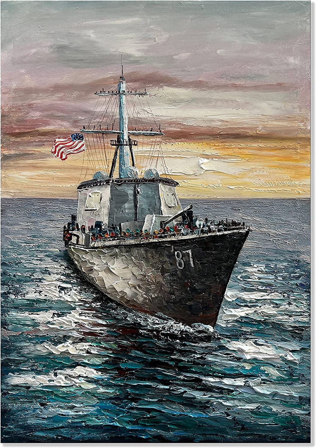 Warship Painting Oil Painting on Canvas / Hand Painted - Etsy