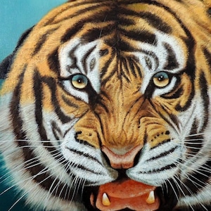 animal tiger painting original oil painting on canvas signed / animal tiger oil painting on canvas