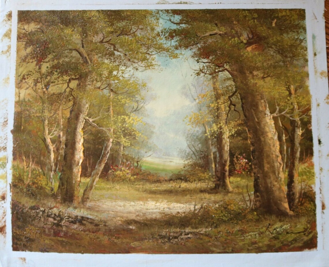 Paysage Foret Tableau Peinture Huile Sur Toile Signée / Oil - Etsy