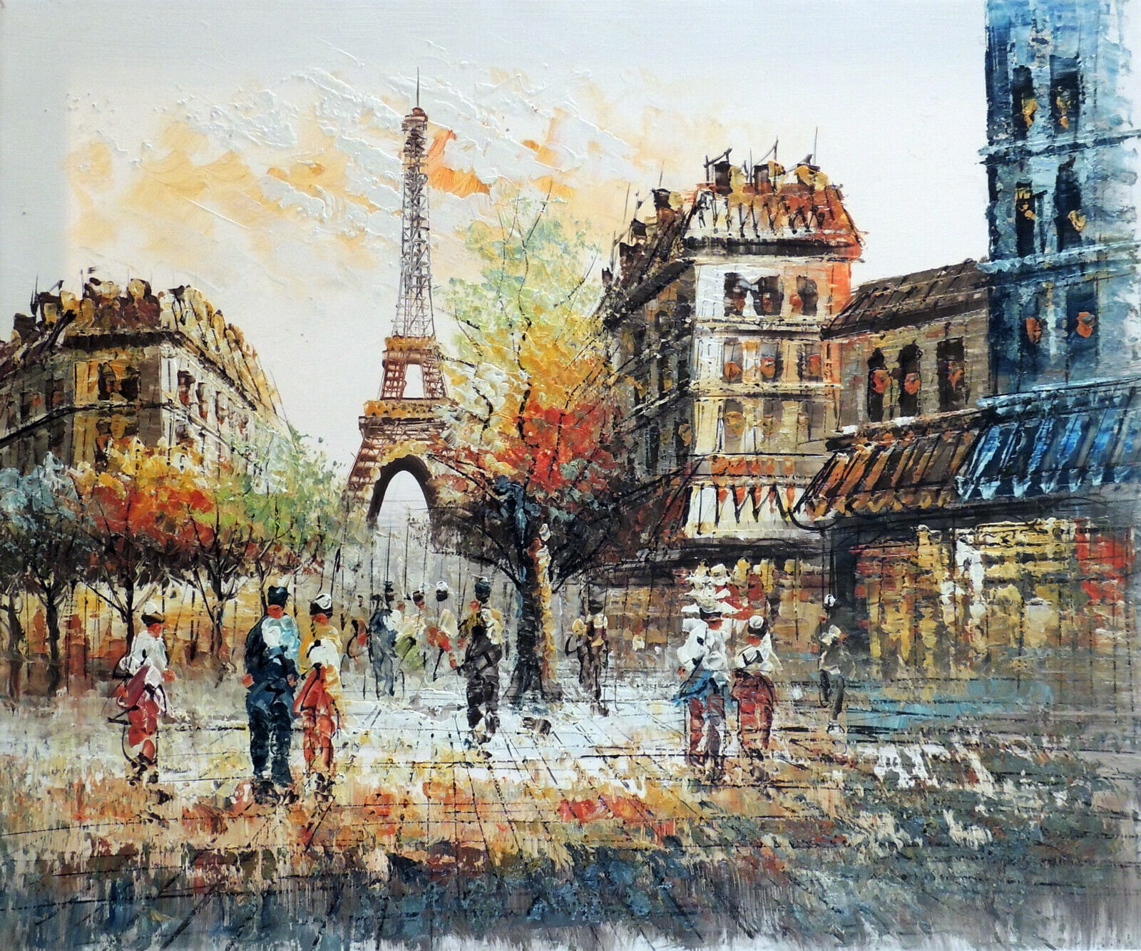 Paris street scene painting oil painting on canvas signed / Etsy