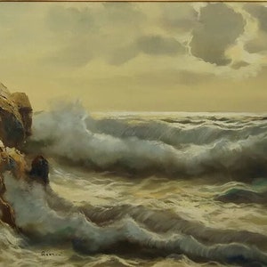 Marine painting, oil on canvas, nautical wave