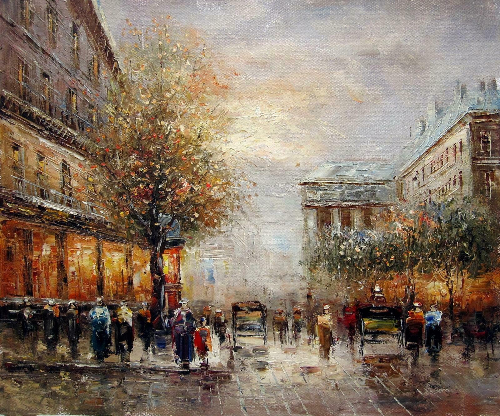 Paris street scene painting oil painting on canvas signed / Etsy