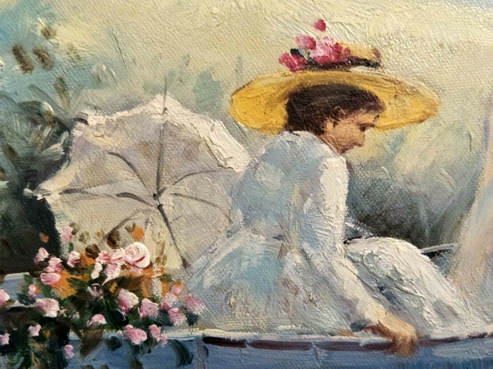 Tableau portrait sur toile femme peinture turquoise rose