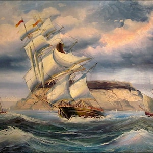 sailboat painting painting oil on canvas / seascape boat oil painting on canvas