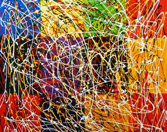 肖像画の女性の絵画 キャンバスにアクリル絵の具 サイン入り / 女性の