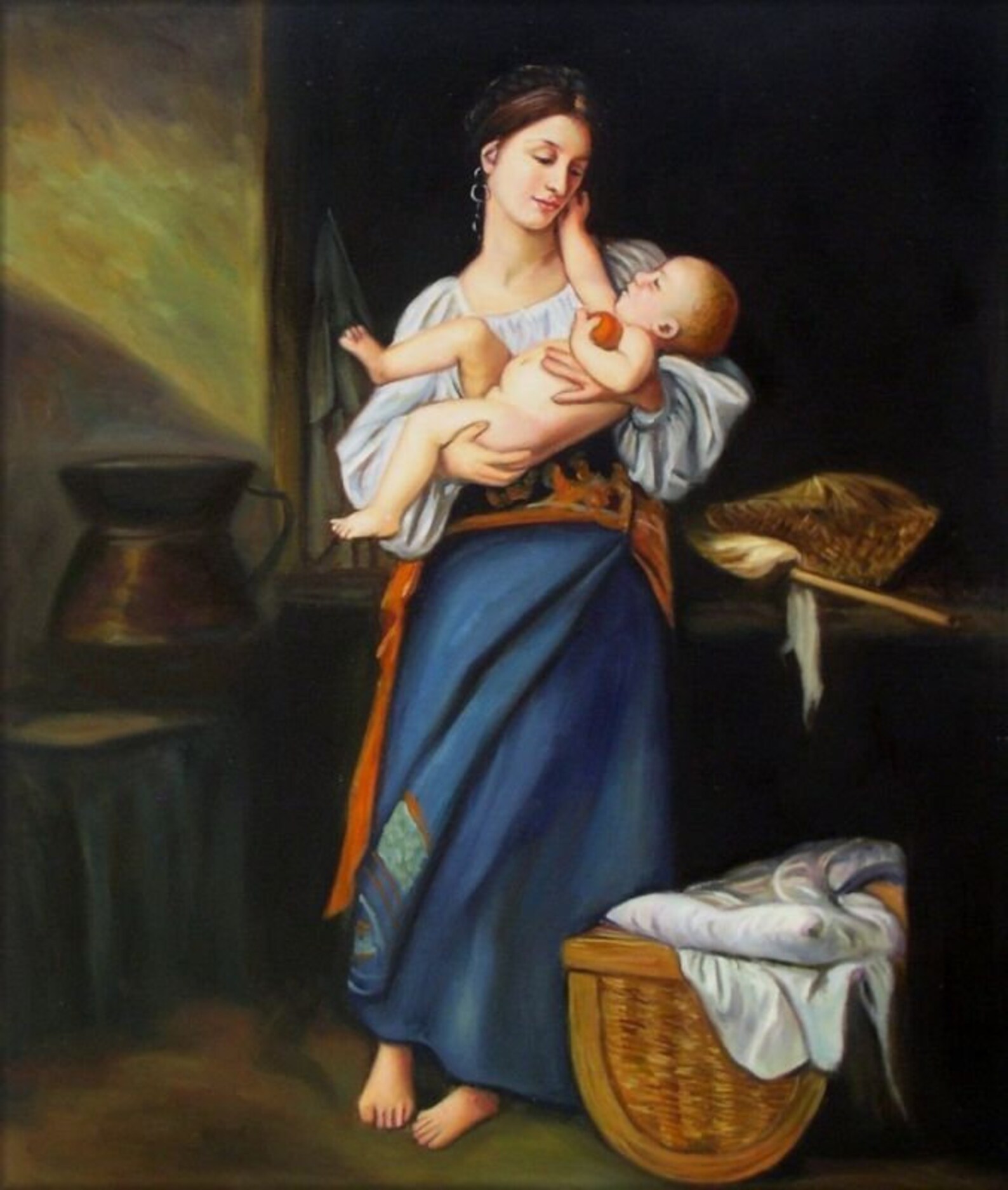 Mother and Child Painting Oil Painting on Canvas Signed / Oil Etsy