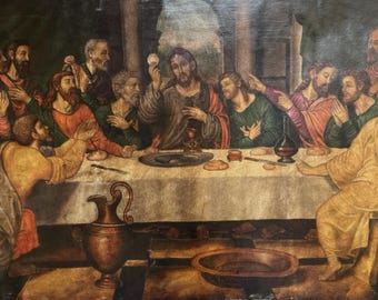 oil painting of the “The Last Supper” from the Cusco School - Peru.