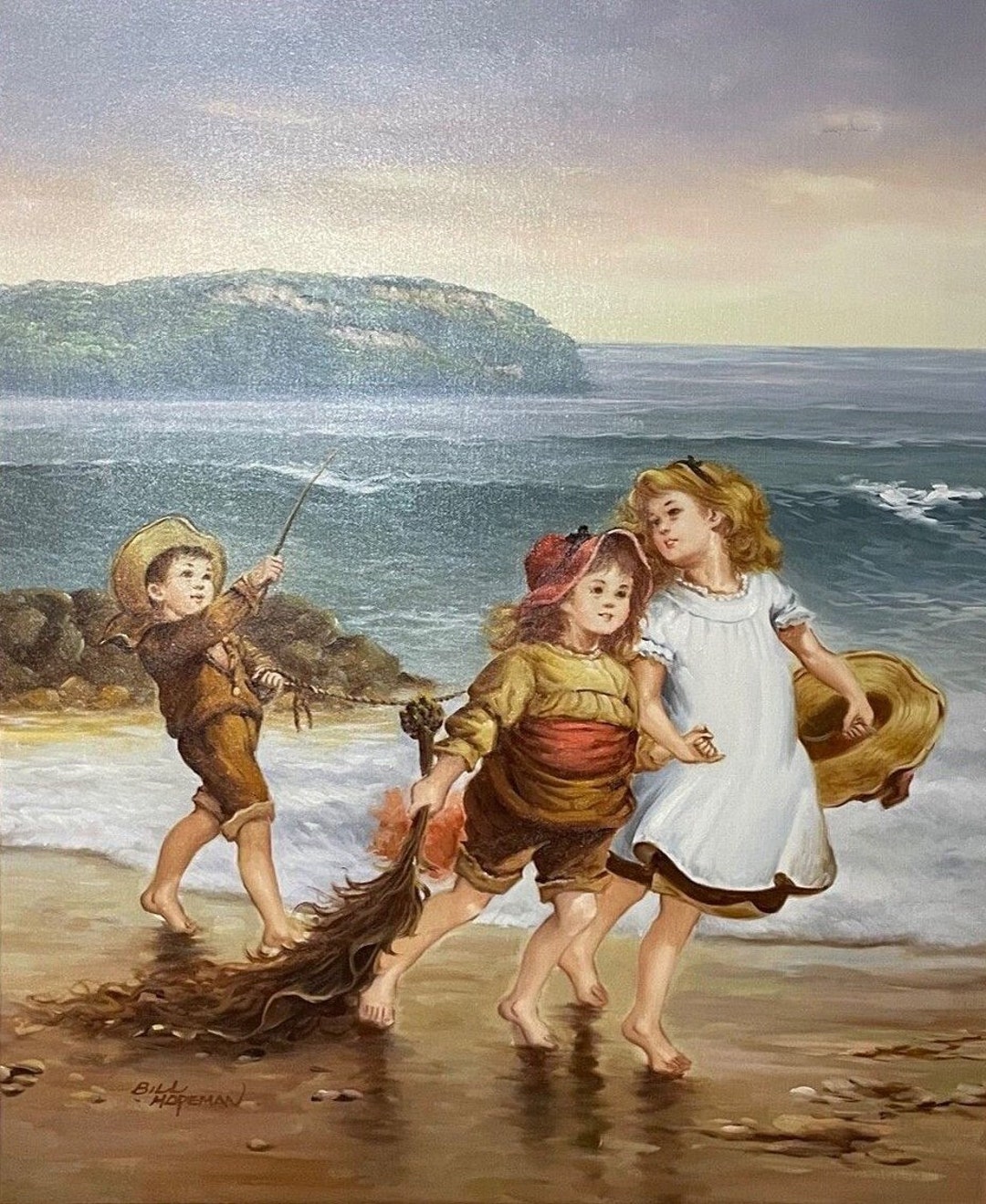 Enfants La Plage Peinture Tableau Peinture Huile Sur Toile Sign e Enfants La Plage Peinture Tableau Peinture Huile Sur Toile Sign e