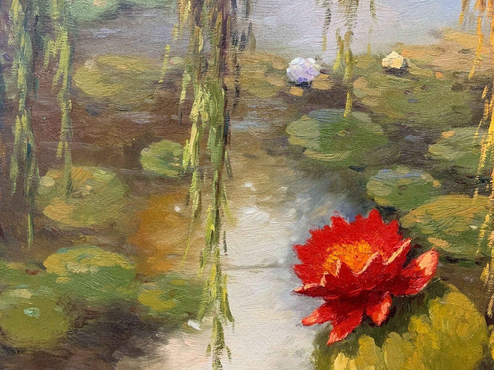Landscape Water Lily Flowery Painting Oil Painting on Canvas Etsy UK