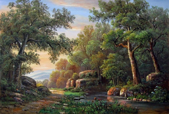 Paysage Campagne Peinture Huile Sur Toile Signee Oil Etsy