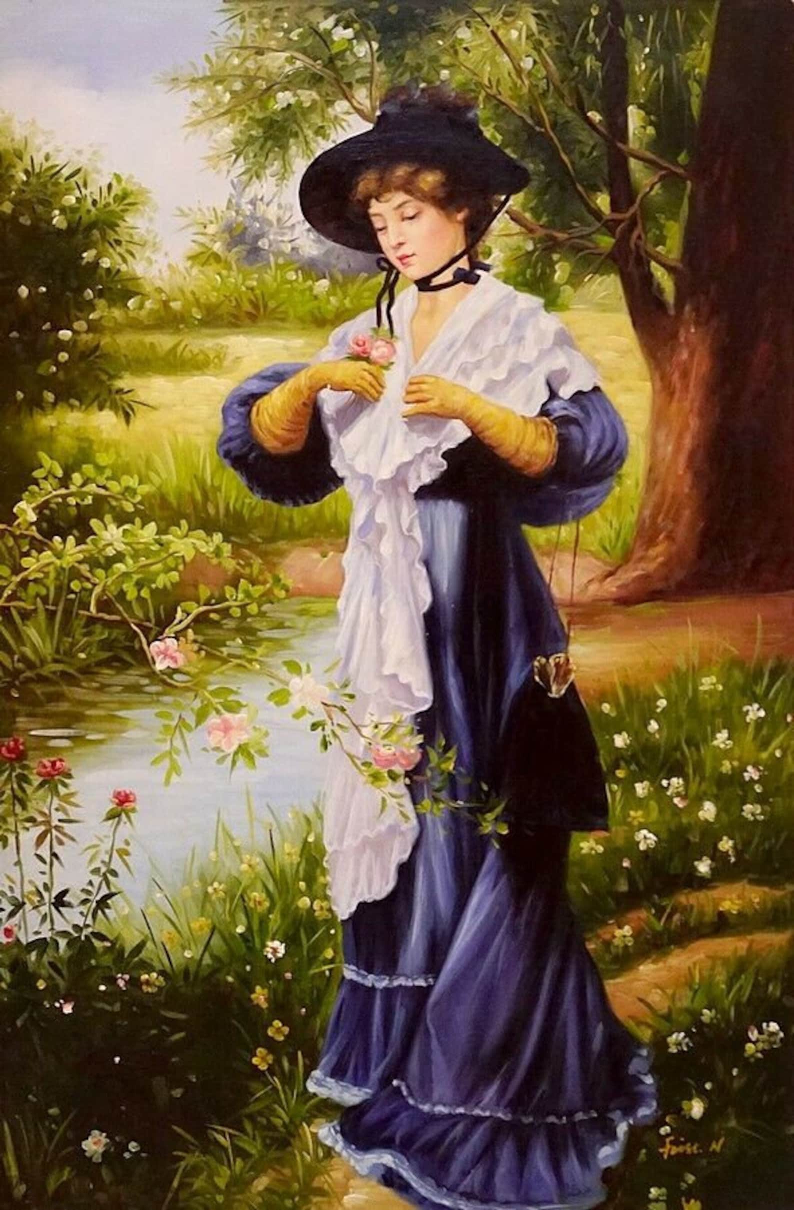 Mujer Acuarela Con Un Sombrero Pintura Al óleo Arte, Pintura, Pintura