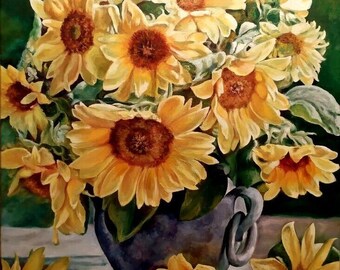 リビングや店舗に最適！スペインの画家オルトゥーノ 『花瓶の花』真作