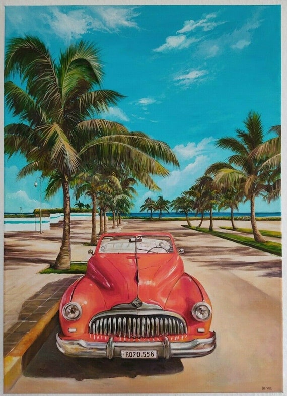 Landscape car oil painting on canvas Etsy