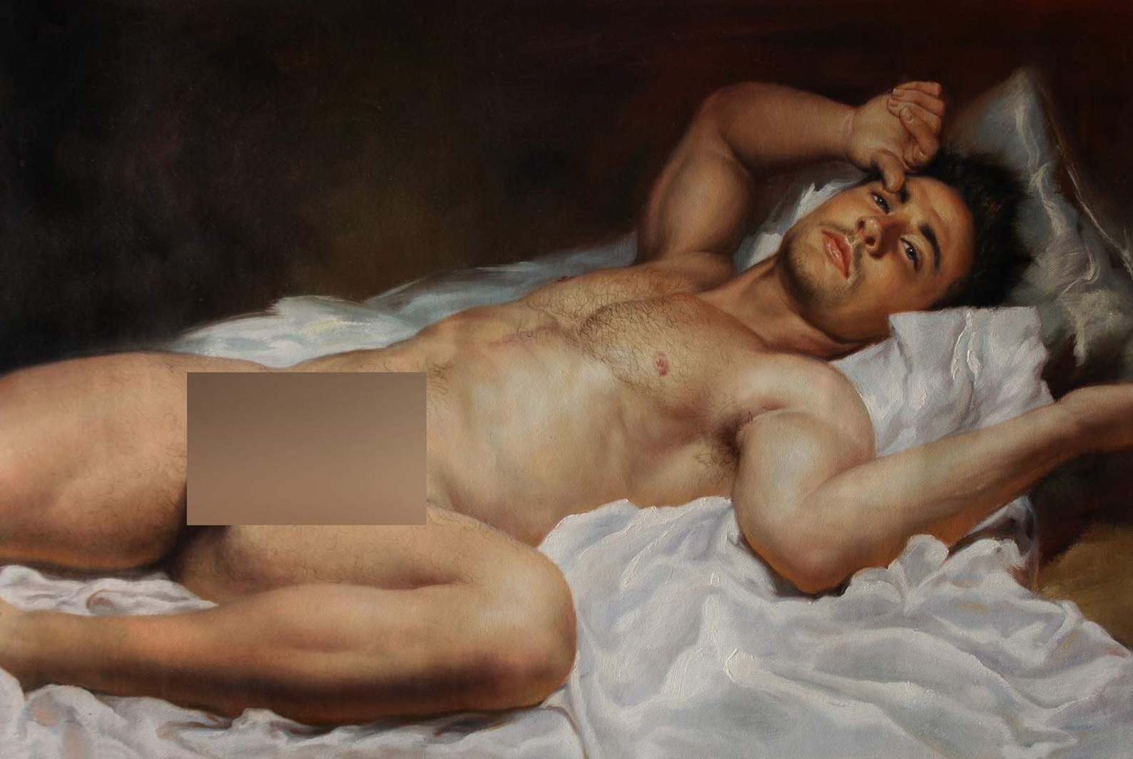Male nude print sut canvas 90x60cm/nude male print on Oton image 0.