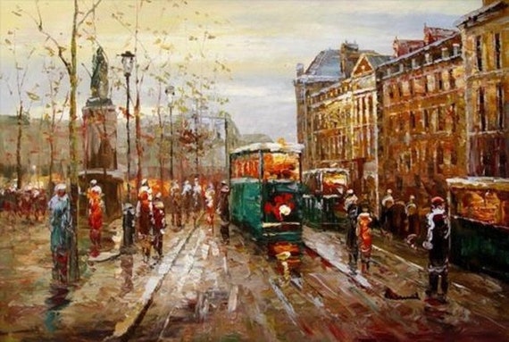 Art Painting Paris Street Scene Oil On Canvas Signed 90x1cm Etsy Art Painting Paris Street Scene Oil On Canvas Signed 90x1cm Etsy