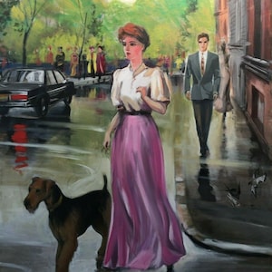 street scene oil on canvas / scenery street cityscape oil painting on canvas