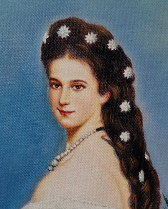 - / Oil Canvas Sissi of Portrait Elisabeth Etsy on Painting Signed Empress Austria Canvas Sissi Queen on Oil Painting