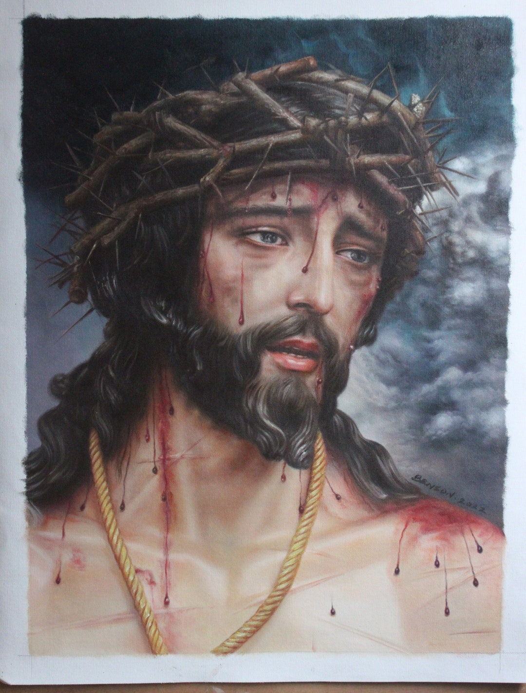 Portrait Jesus Christ Painting Oil Painting on Canvas Signed / Lord ...