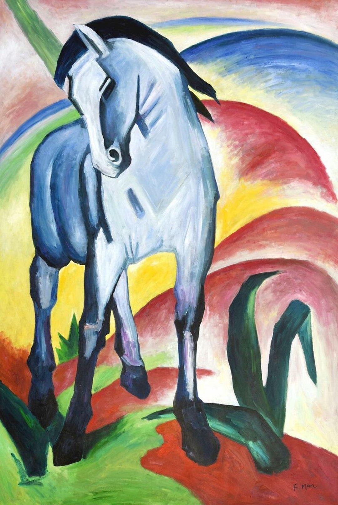 Blue Horse After Marc Painting Oil on Canvas / the Blue Horse Etsy