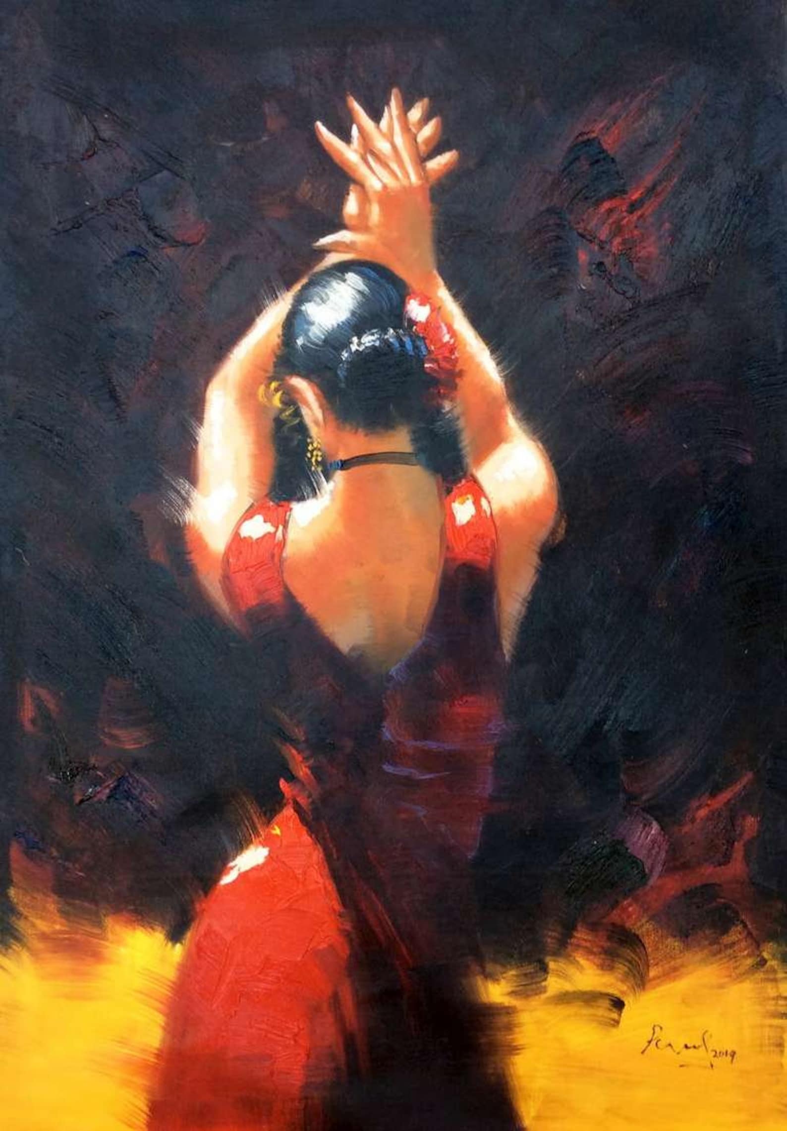 Flamenco dancers painting oil painting on canvas signed / Etsy