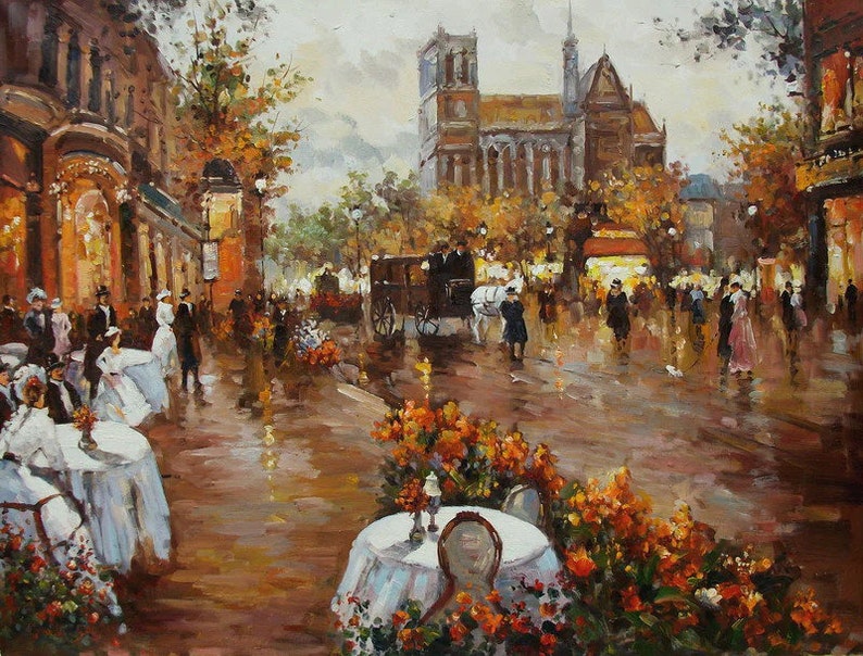 Bageyou Federa Cuscino 50x50 Cm | Strada Di Parigi Con Torre Eiffel | Stile Pittura A Olio