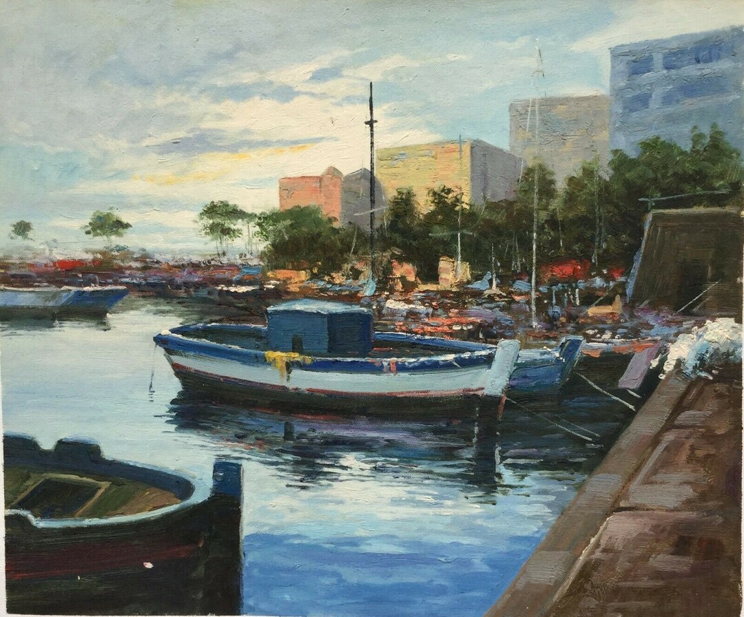 Tableau Toile Nature Bateaux - Impression D'art MagicCanvasArt, Encadré, 50x70 Cm