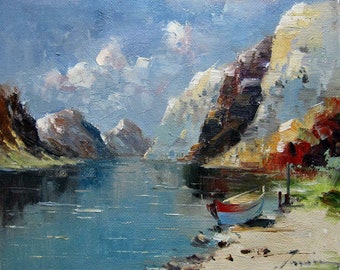 landscape Marine Beach painting oil on canvas/seascape Beach painting