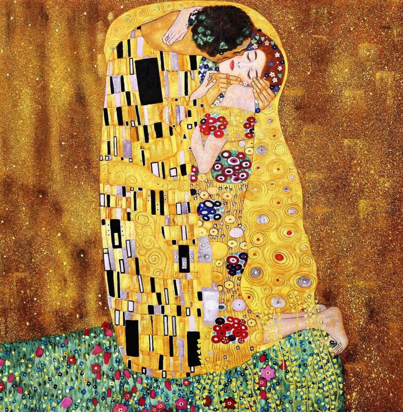 Portrait the Kiss After Klimt Painting Oil Painting on Canvas Etsy