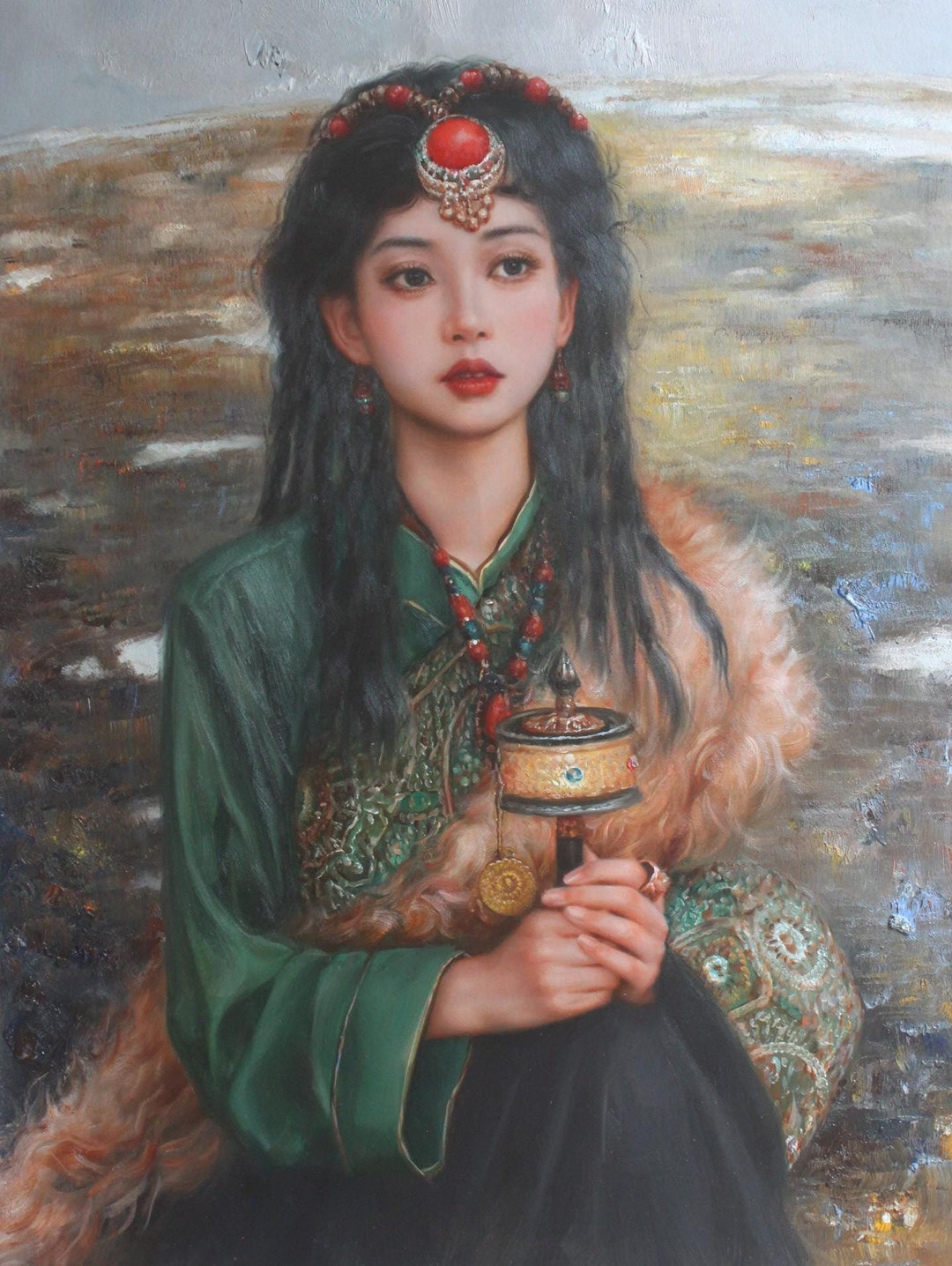 Art Portrait Asian Woman Painting Oil on Canvas Original - Etsy