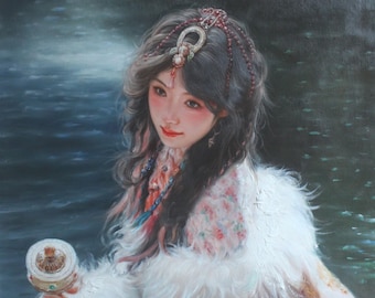 キャンバスに油彩で描いた抽象画、水中の女性の肖像画 - Etsy 日本