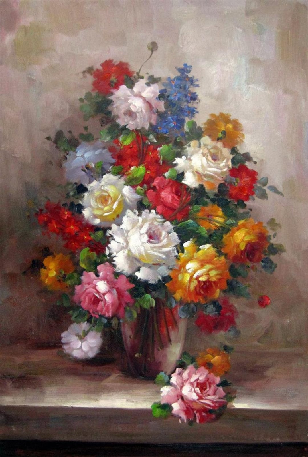 油彩画 花瓶の花 サイン入り 油彩画 花瓶の花 サイン入り - メルカリ