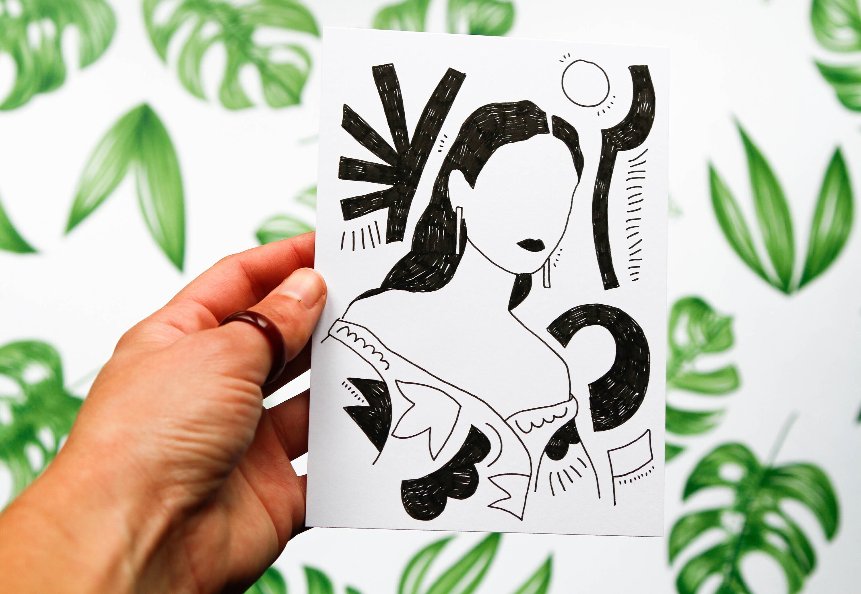 Portrait de Femme Profil - Dessin Original ou Impression Chabili.