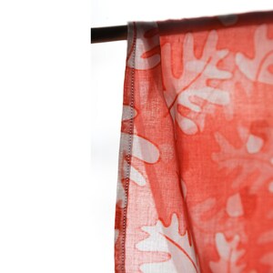 Summer scarf square coral pink, 90 x 90 cm illustration geisha pattern, gift for women image 4