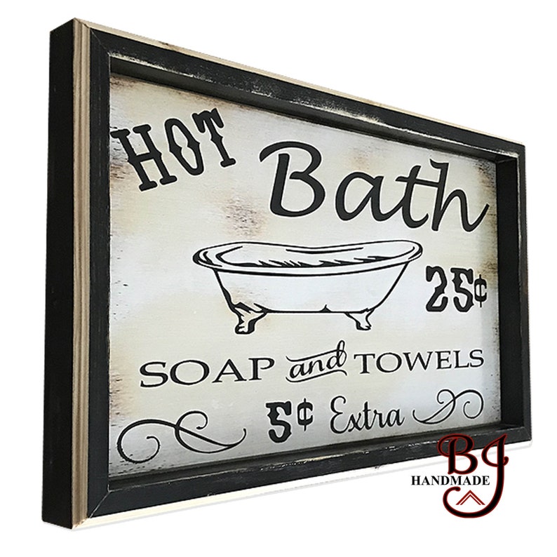 Handmade Rustic bathroom decor bathroom wall art Hot Bath Etsy