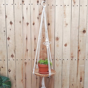 Macrame Plant Hanger with Wicker Plate and Dragonfly, Cute Macrame Hanging Plant Tray, Fiber Art Pot Holder for Indoor Gardening and Decor