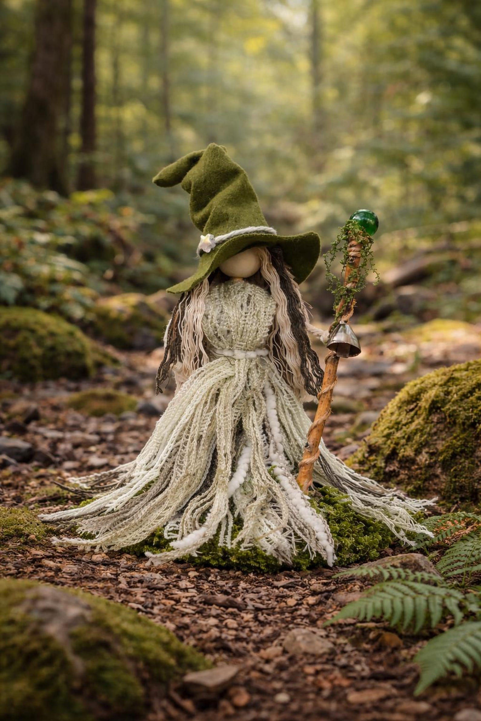 Standing Kitchen Witch Doll Figurine: Handmade