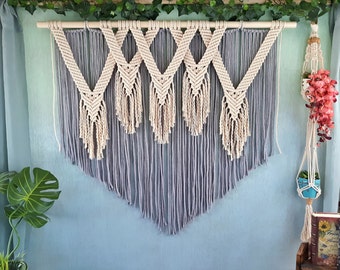 Macrame Wall Hanging for Your Home Decor, Large Fiber Art Knotted Tapestry, Beautiful Bedroom Art, Rustic Farmhouse Decoration, Valance