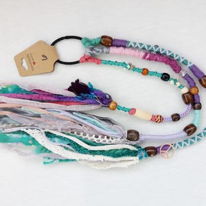 Fairy Hair Wrap: Purple, Pink, Turquoise Fabric Dreads Extension
