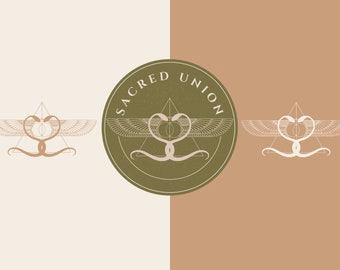 Beautiful Sacred Geometry Feminine Snake Wings Logo Design