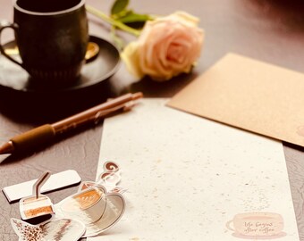 Set de escritura para amantes del café, papel de café reciclado